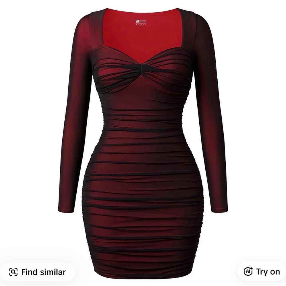 Elegant Red Long Sleeve Dress